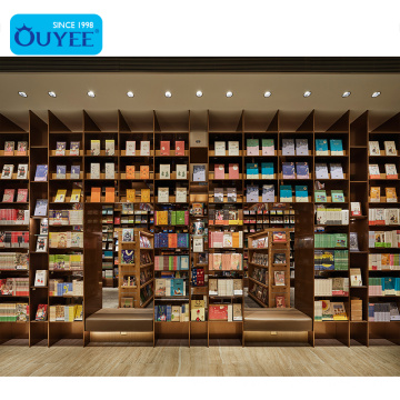 Ouyee High-end simple library equipment bookshelf bookshop wooden library furniture